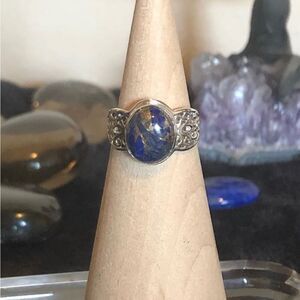 Gorgeous Matrix Lapis Lazuli Artisan Crafted 925 Silver Ring Sz 6